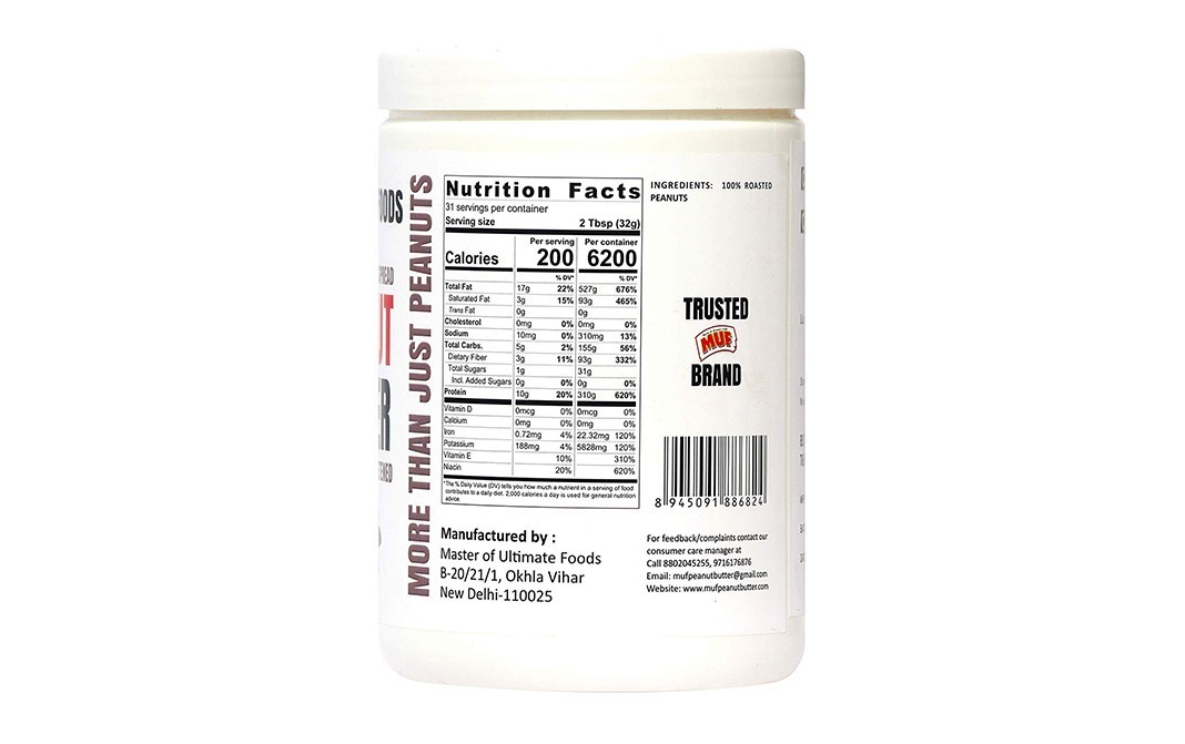 MUF Peanut Butter All Natural Unsweetened   Plastic Jar  1 kilogram